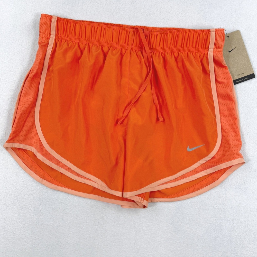 Nike Tempo Women Brief-Lined Running Short Size L Turf Orange Midrise HM6096-842